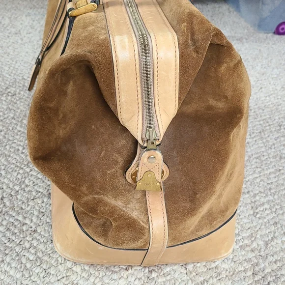GUCCI suede travel bag, vintage, large rectangular satchel,  rare - Picture 4 of 16